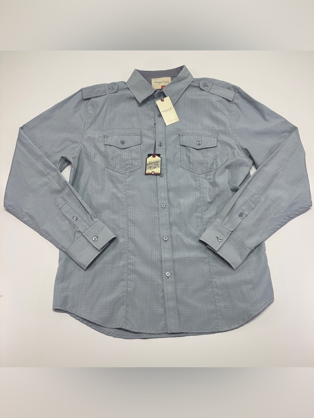 NWT Sovereign Code XL Military Utility Button Up Shirt Gray Dobby